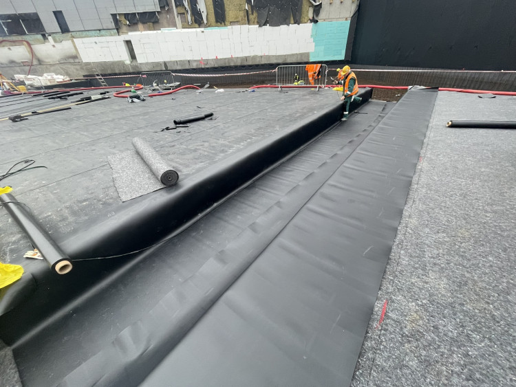 Stavba Horácké arény v Jihlavě (začátek února 2024)