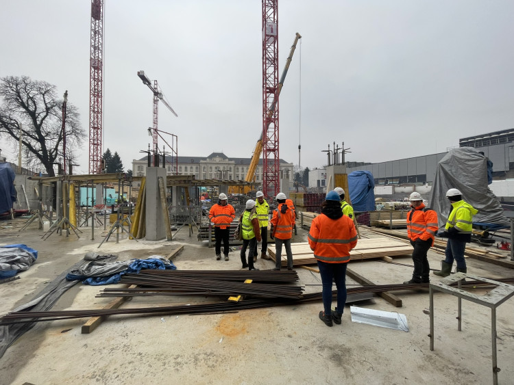 Stavba Horácké arény v Jihlavě (začátek února 2024)