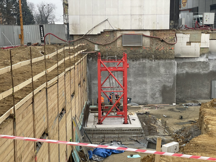 Stavba Horácké arény v Jihlavě (začátek února 2024)