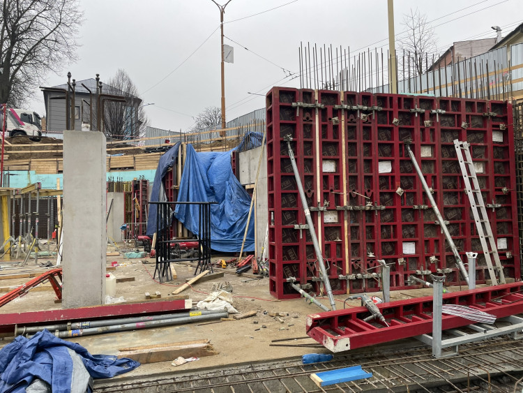 Stavba Horácké arény v Jihlavě (začátek února 2024)