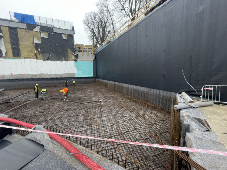 Stavba Horácké arény v Jihlavě (začátek února 2024)