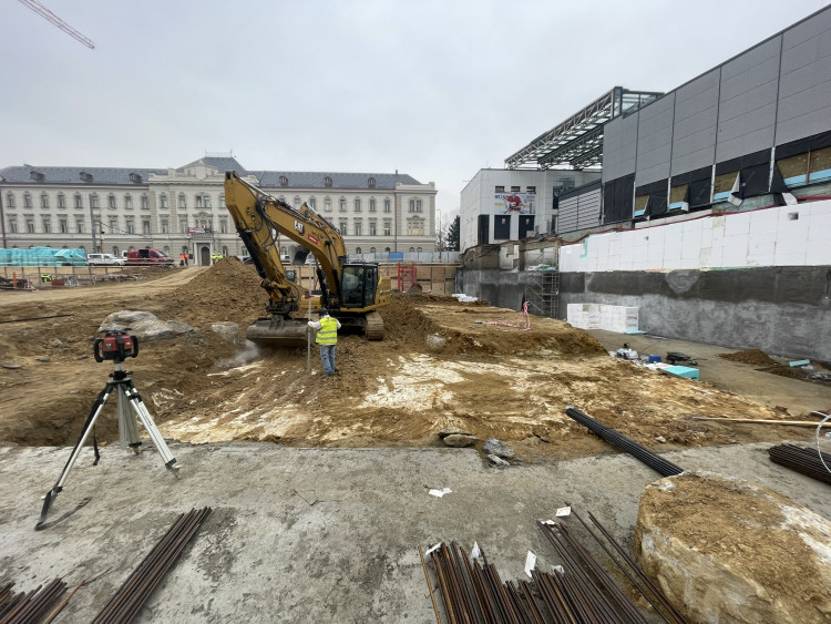 Stavba Horácké arény v Jihlavě (začátek února 2024)