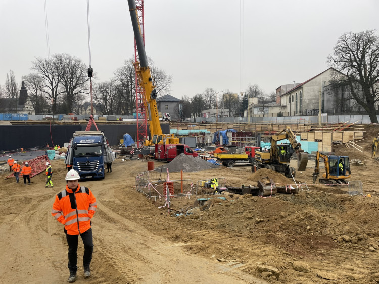 Stavba Horácké arény v Jihlavě (začátek února 2024)