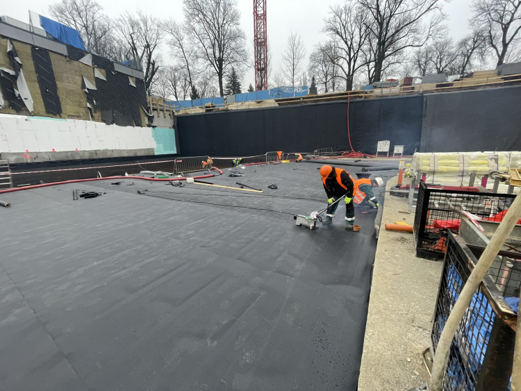 Stavba Horácké arény v Jihlavě (začátek února 2024)