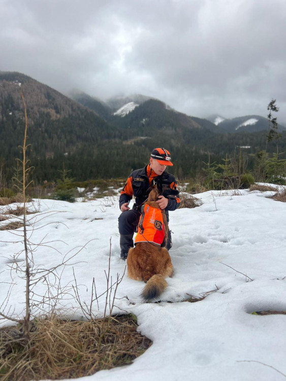 Cvičení kynologů hasičského záchranného sboru v Tatrách