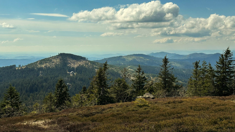 Pohled na Chamer Hütte a Malý Javor z Velkého Javoru