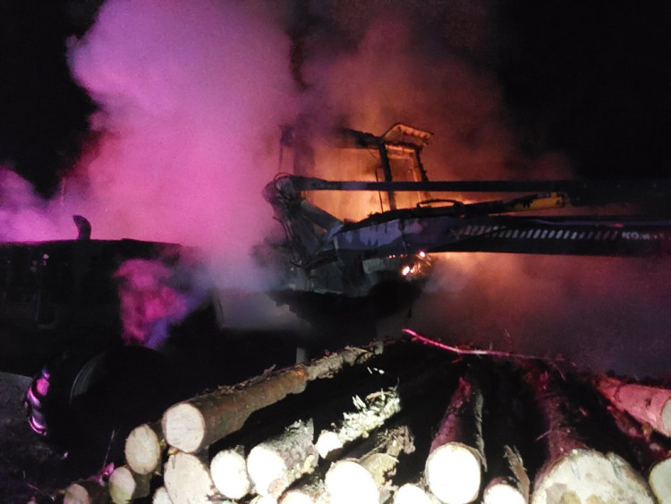 Požár harvestoru v Jindřichovicích