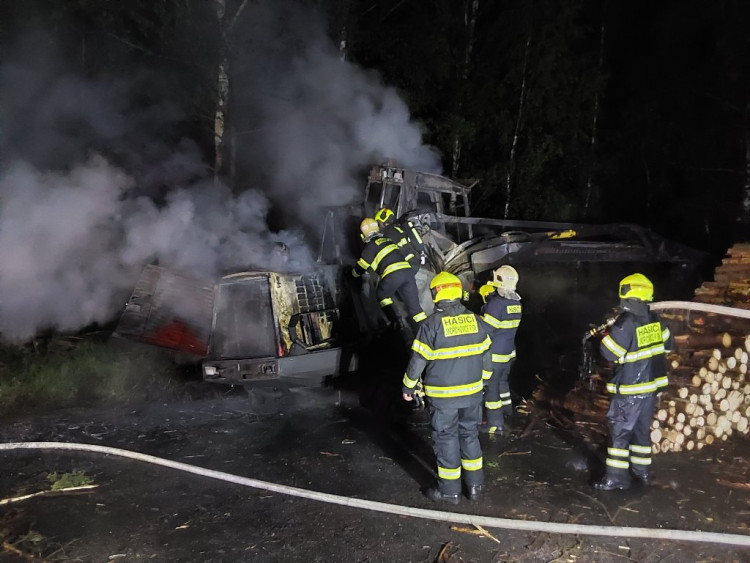 Požár harvestoru v Jindřichovicích