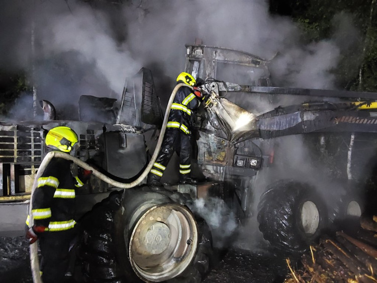 Požár harvestoru v Jindřichovicích