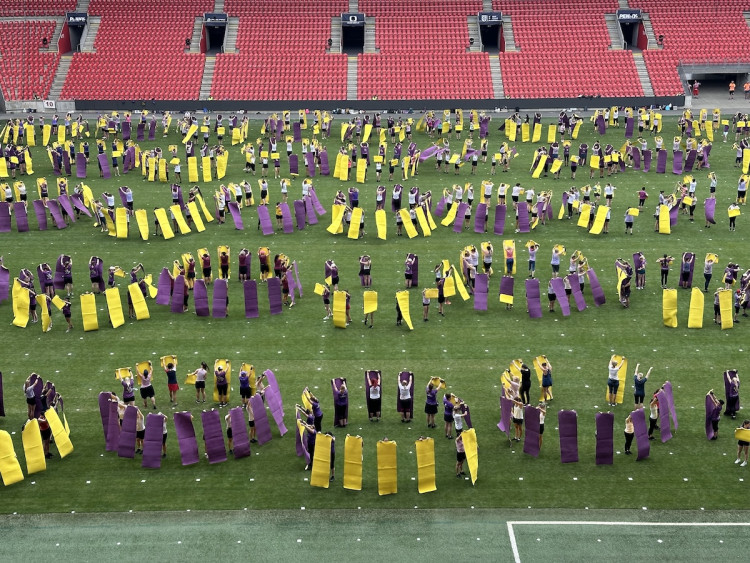 FOTOGALERIE: Podívejte se, jak Sokolové nacvičují v Edenu hromadné skladby