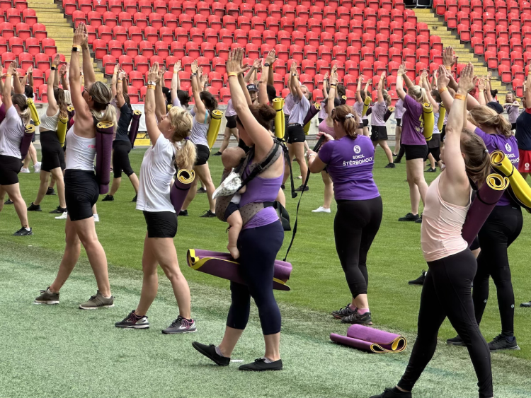 FOTOGALERIE: Podívejte se, jak Sokolové nacvičují v Edenu hromadné skladby