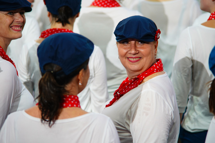 FOTOGALERIE: Prapor od prezidenta, déšť a plný Eden. Podívejte se, jak vypadala první hromadná skladba všesokolského sletu