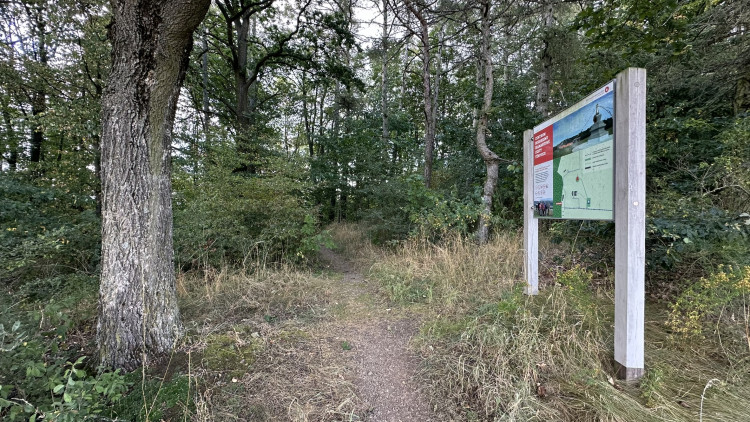 Na pěšině za touto tabulí odvbočte vlevo na další pěšinu