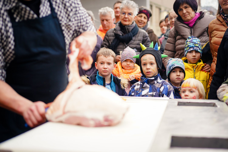 Masopust na Letné přilákal hlavně rodiny s dětmi. Na programu byla zabijačka i průvod masek