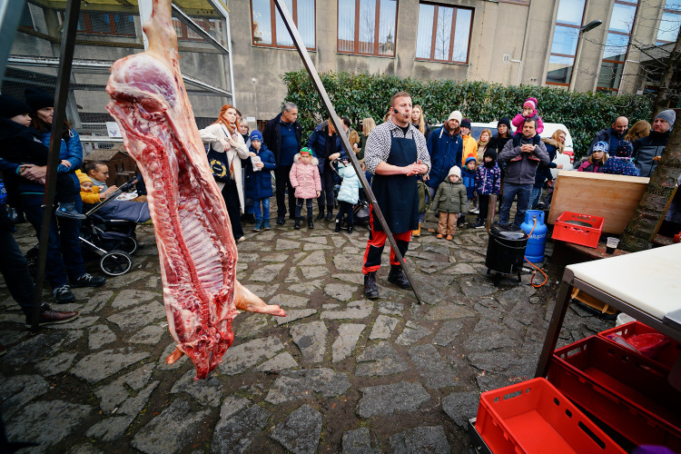 Masopust na Letné přilákal hlavně rodiny s dětmi. Na programu byla zabijačka i průvod masek