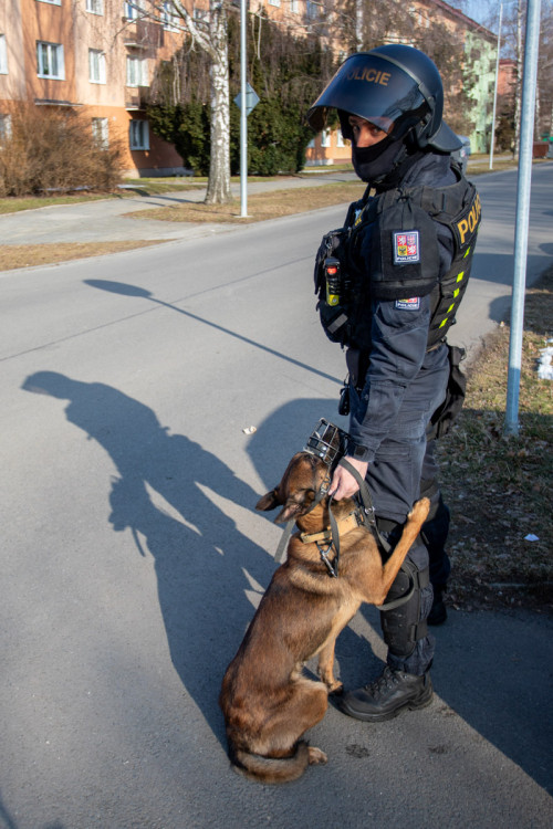 FOTOGALERIE: V Přerově policie nacvičovala bezpečnostní opatření při sportovních zápasech