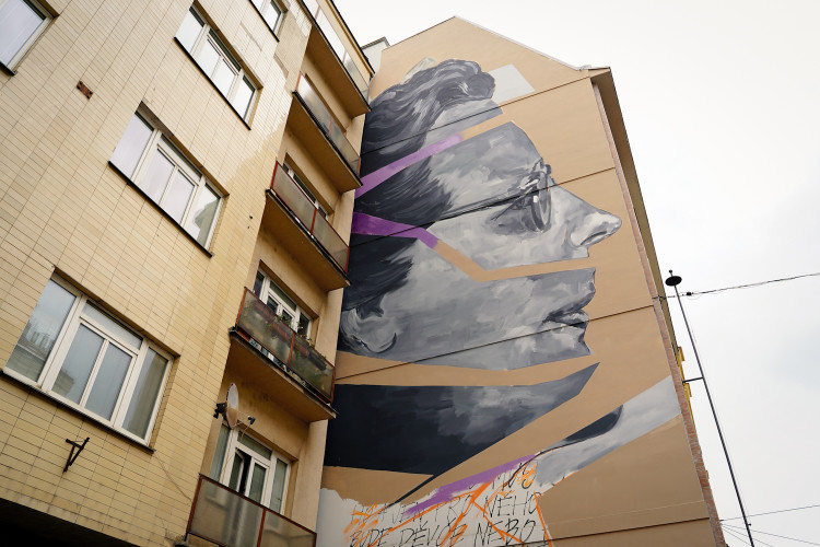 FOTOGALERIE: V Holešovicích vzniká nový mural, připomene Miladu Horákovou