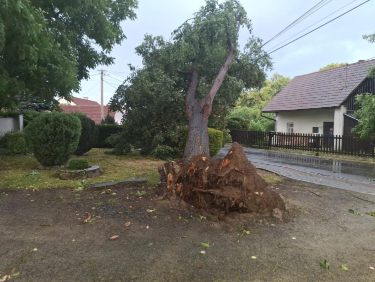 FOTOGALERIE: Poškozená auta i ploty. Hasiči řešili následky silných bouřek