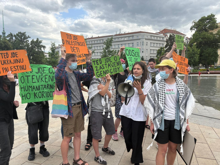 FOTOGALERIE: Klobásy i rvačka mezi aktivisty. Fialova grilovačka v Brně se vyostřila