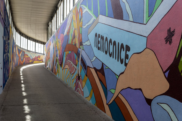 FOTOGALERIE: Streetartová úprava rozzářila pochod u olomoucké fakultní nemocnice