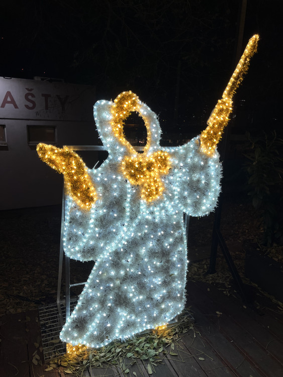 FOTO: Ulice Bašty ožila Vánocemi. Lidé obdivují svítící Popelku, prince i kočár