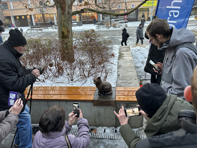 FOTOGALERIE: Socha kocoura Mikeše na Sofijském náměstí