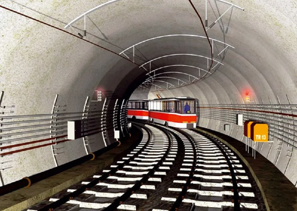 Vizualizace podzemní tramvaje.