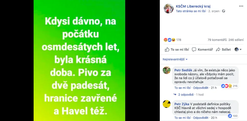 Pivo za dvě padesát, hranice zavřené a Havel též. Vtip na facebooku komunistů rozohnil veřejnost.