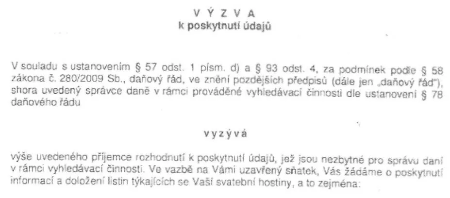 Kopie výzvy finančního úřadu.