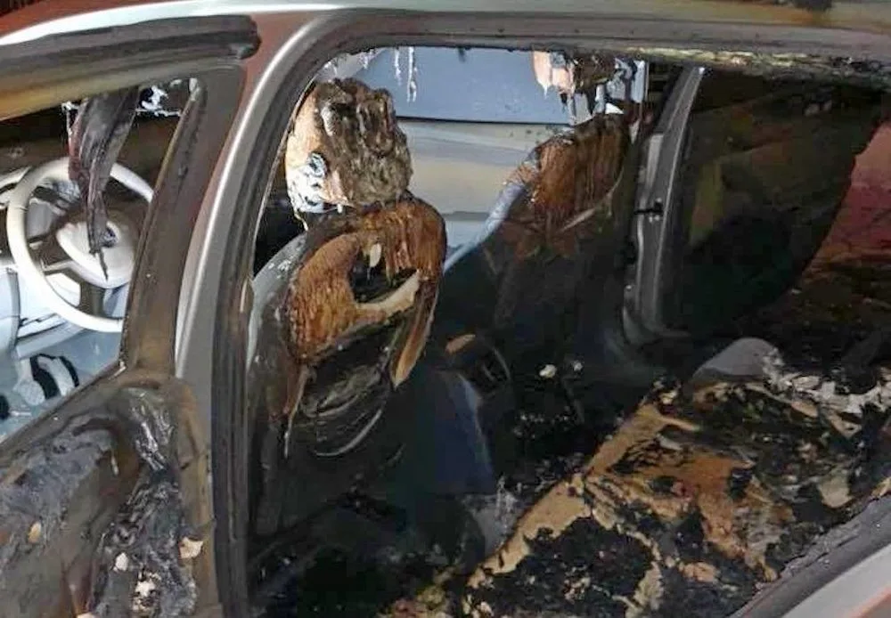 Zapálené auto náměstka primátora.
