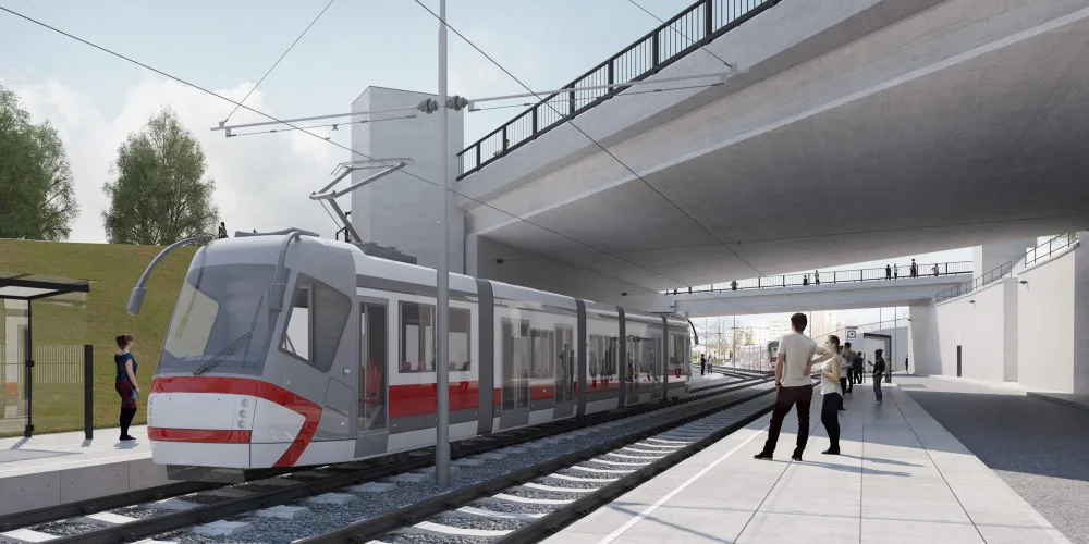 Vizualizace tramvajové smyčky na kampus.