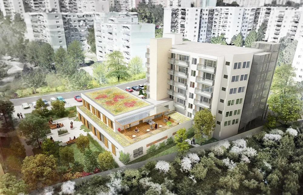 Vizualizace nové přístavby Domova pro seniory Kosmonautů.