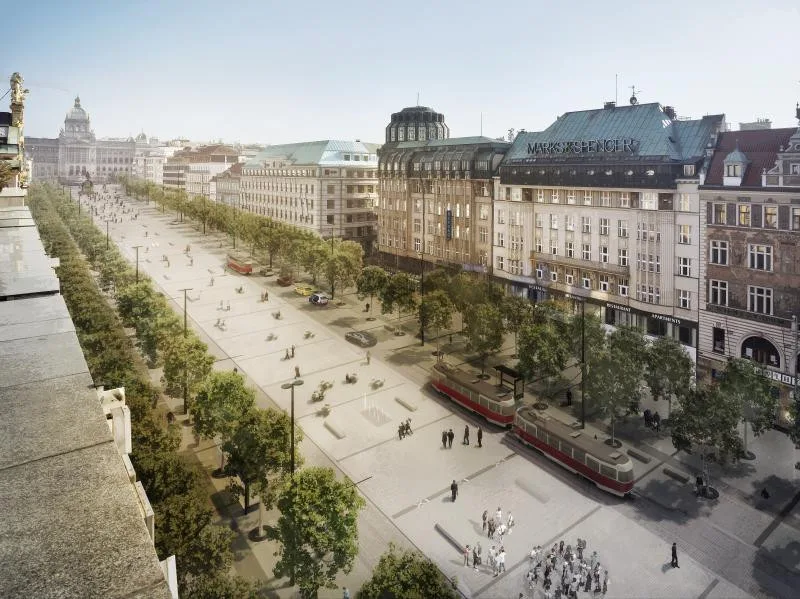 Jak bude vypadat Václavák po rekonstrukci? Vrátí se tramvaje a přibydou stromy.