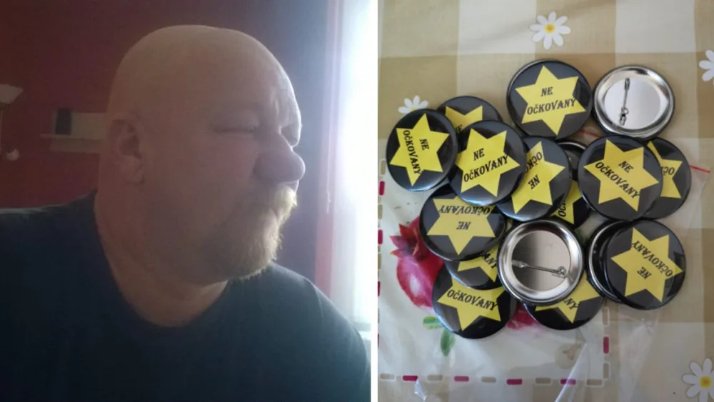 Neočkovaný. Známý antisemita na sebe opět upozornil, tentokrát plackami s židovskou hvězdou.