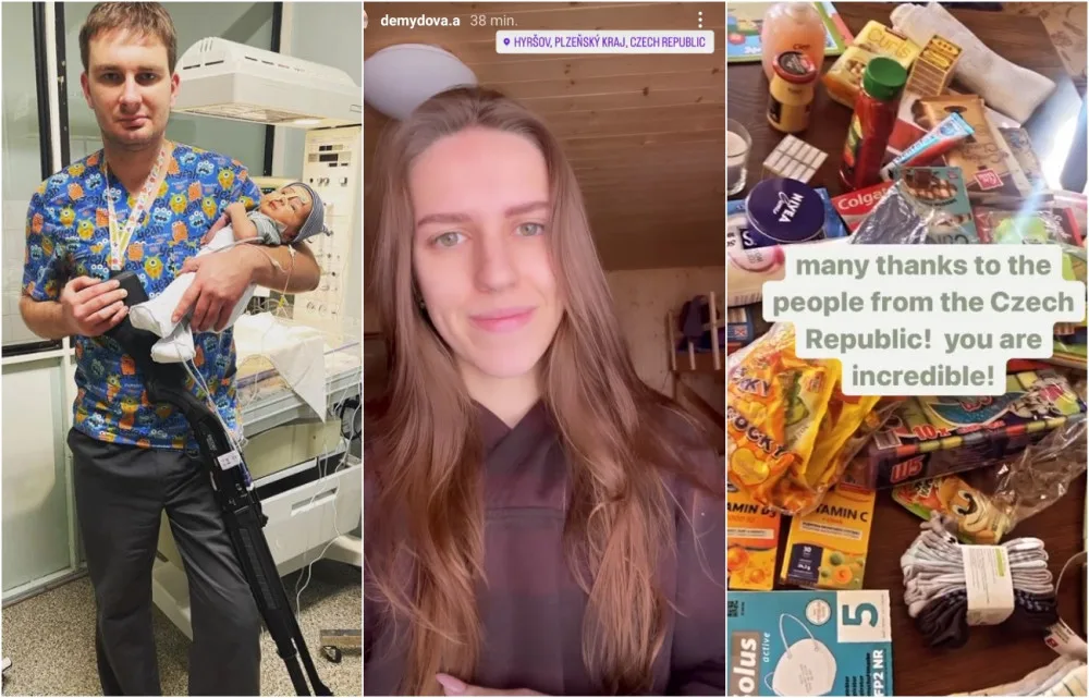 Fotka ukrajinského lékaře s miminkem v náručí obletěla svět, jeho žena se synem našli azyl v Česku.
