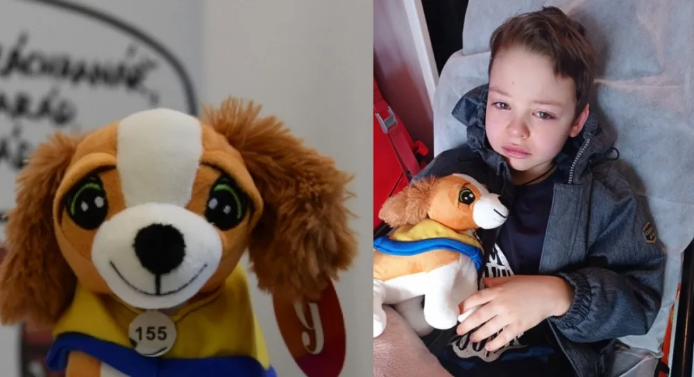 Plyšový záchranář Defík pomáhá malým pacientům z Ukrajiny