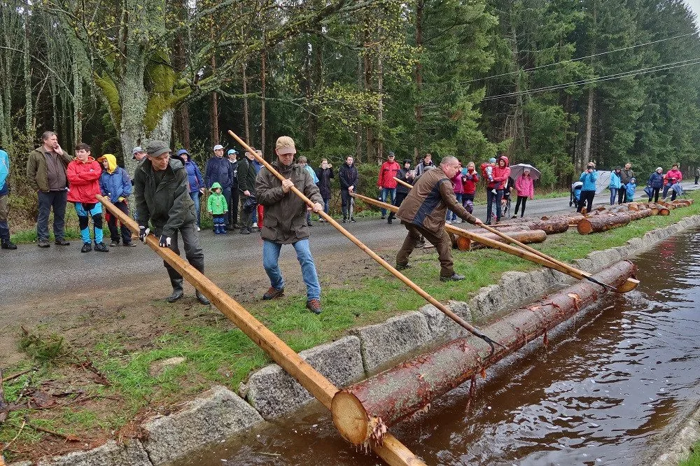 Želnavským smykem se po více než 60 letech plavilo dřevo. Rekonstrukce trvala tři roky