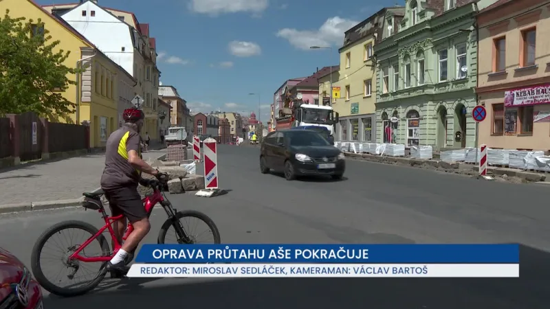 Oprava průtahu Aše pokračuje, silnici hojně využívají i kamiony