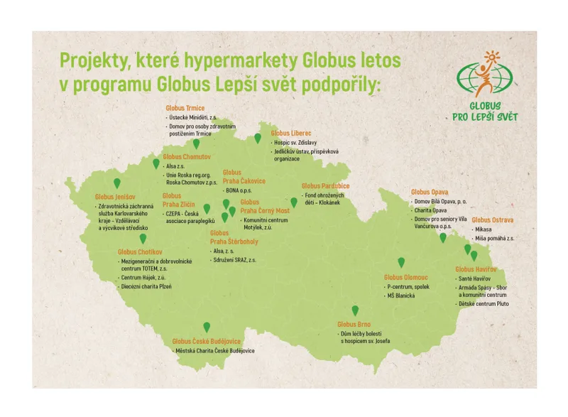 Globus Lepší svět poosmé podpořil v regionech neziskové organizace, aby mohly pomáhat znevýhodněným lidem