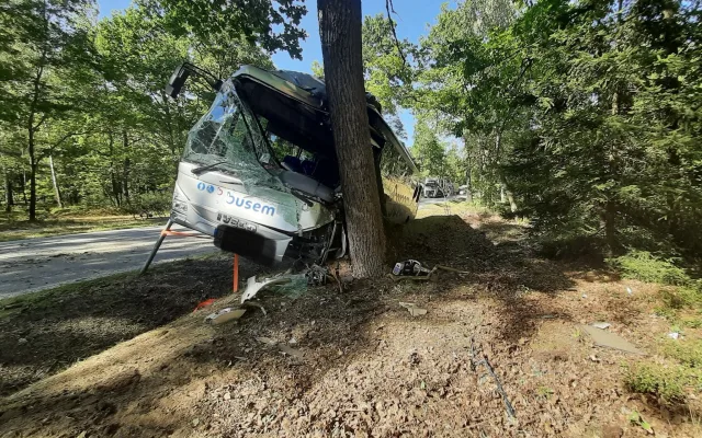 Autobus na Třeboňsku havaroval do stromu, několik osob se zranilo