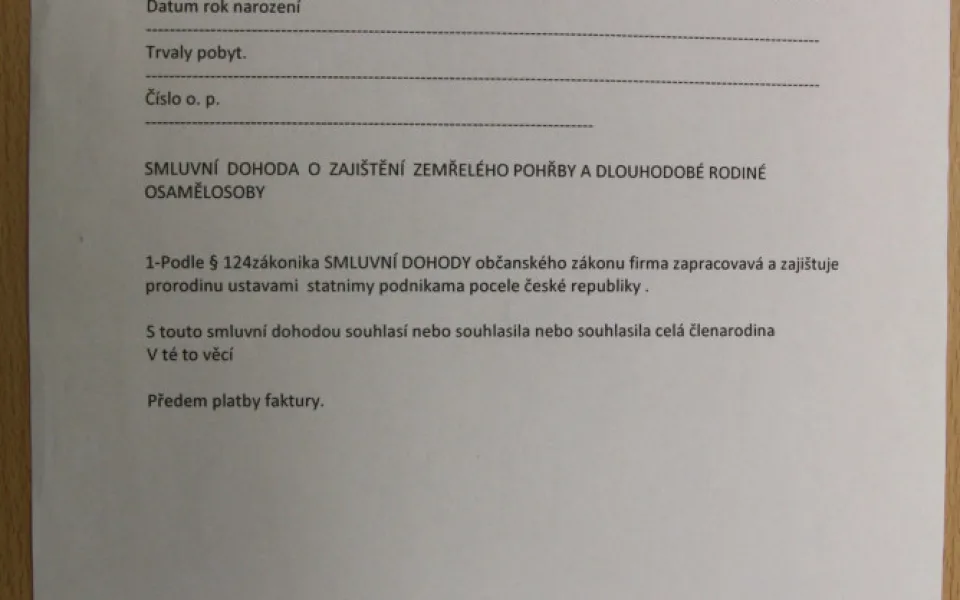 Formulář, který měl recidivista u sebe.