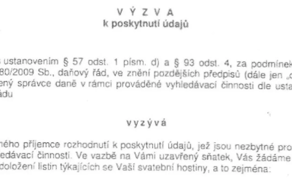 Kopie výzvy finančního úřadu.