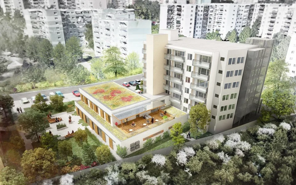 Vizualizace nové přístavby Domova pro seniory Kosmonautů.