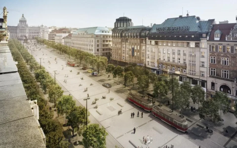 Jak bude vypadat Václavák po rekonstrukci? Vrátí se tramvaje a přibydou stromy.