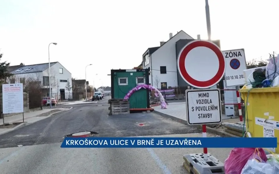 Na Krkoškově ulici v Brně probíhá rekonstrukce, řidiči neprojedou