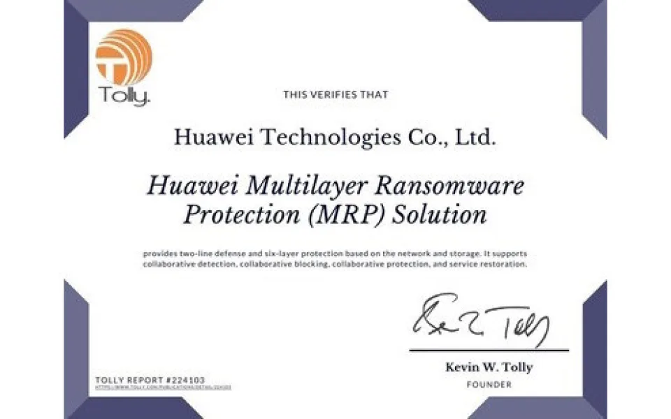 MWC 2024: Řešení Multilayer Ransomware Protection (MRP) od společnosti Huawei získává jako první certifikaci Tolly