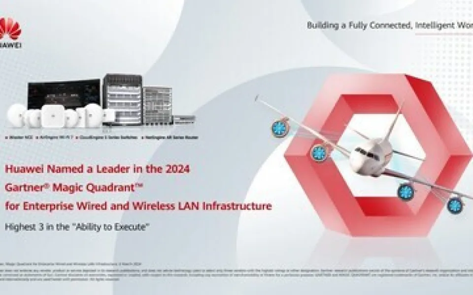 Společnost Huawei byla ve zprávě Magic Quadrant™ 2024 společnosti Gartner® jmenována lídrem v oblasti podnikové kabelové a bezdrátové síťové infrastruktury a podařilo se jí získat tři nejvyšší ocenění v kategorii „Ability to Execute"