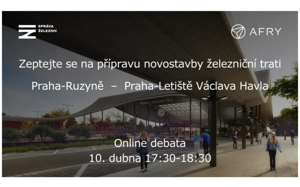 Zveme vás na on-line debatu k přípravě železniční trati z Prahy-Ruzyně na letiště!