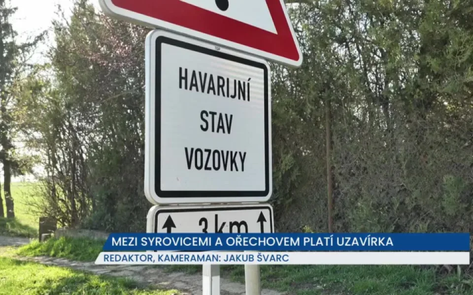 Mezi Ořechovem a Syrovicemi platí uzavírka, rekonstruuje se vozovka, místu se vyhněte