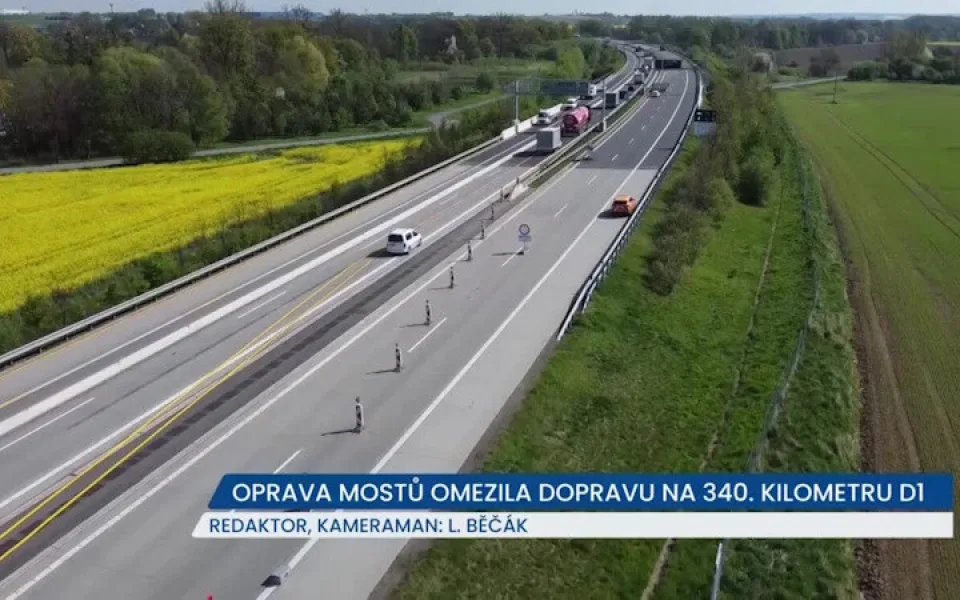 Dopravu na 340. kilometru D1 u Velkých Albrechtic omezí na 5 měsíců oprava mostů
